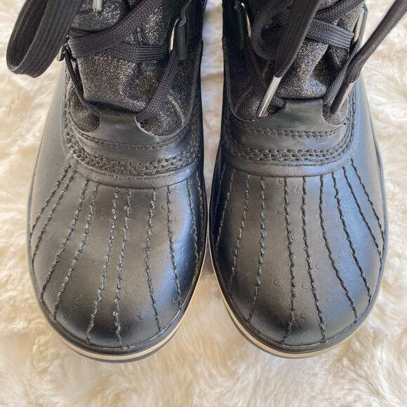 Sorel Women's Black Glitter Tivoli Winter Boots Size 7 Waterproof Lace Up Fur - Picture 5 of 13